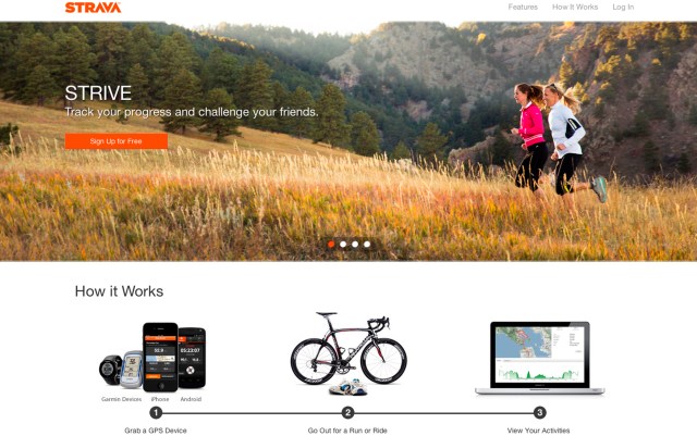 Skjermdump av Strava.com