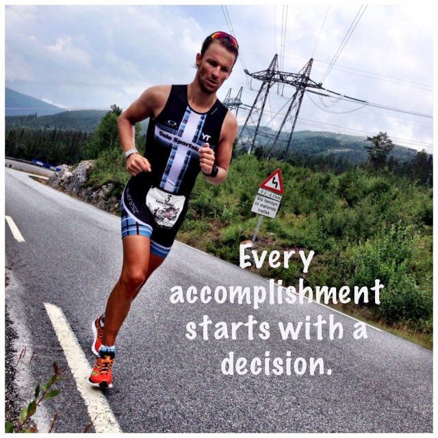 Lars Petter Stormo på vei mot Gaustatoppen Norseman 2014